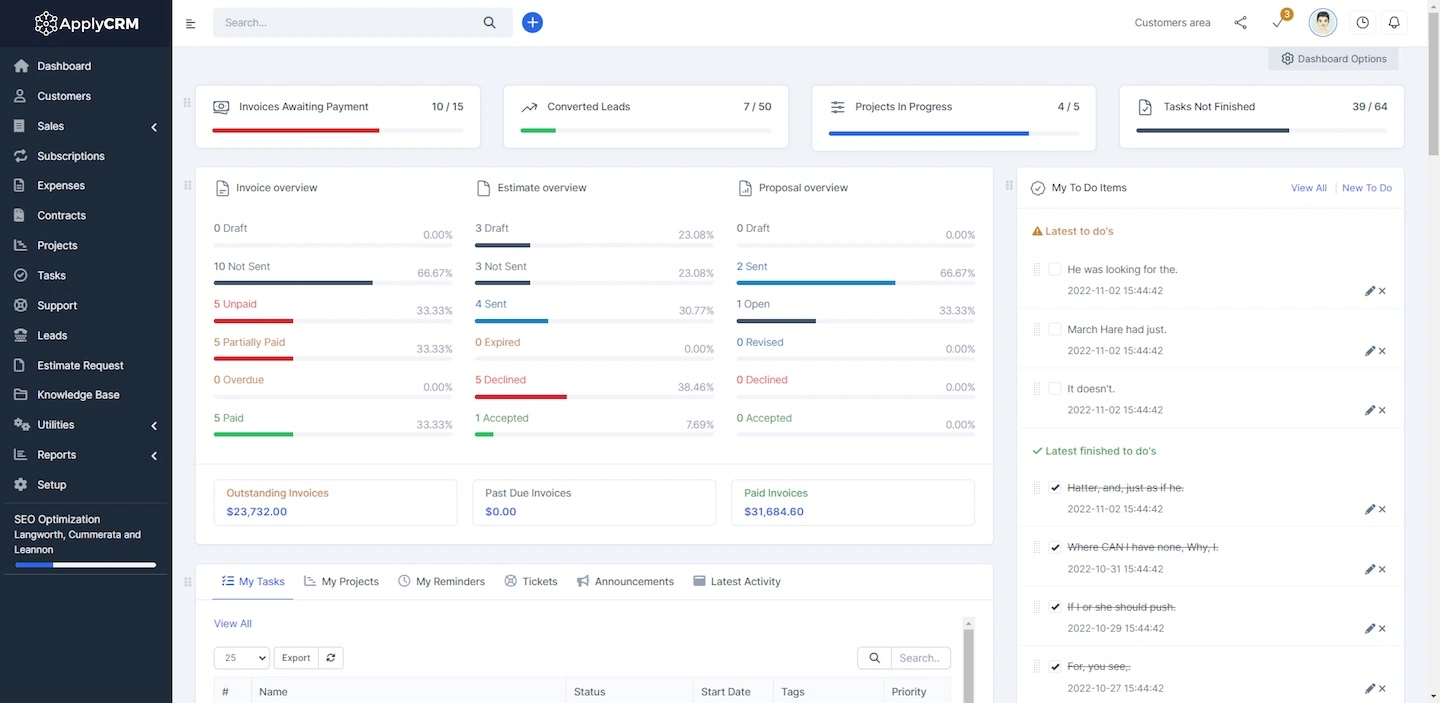 ApplyCRM Dashboard